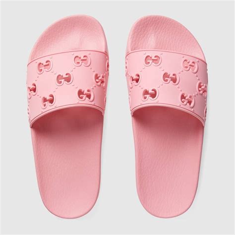 pink gucci logo|pink and purple Gucci slides.